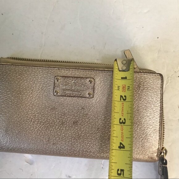 Kate Spade Rose Gold Large Wristlet Metallic Wallet Organizer Clutch Bag Zippy - Picture 13 of 14